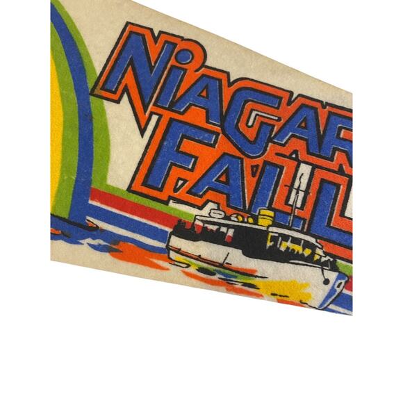 1980s 25 Inch Niagara Falls Pennant Souvenir Felt Flag Canada Rainbow - Picture 4 of 9
